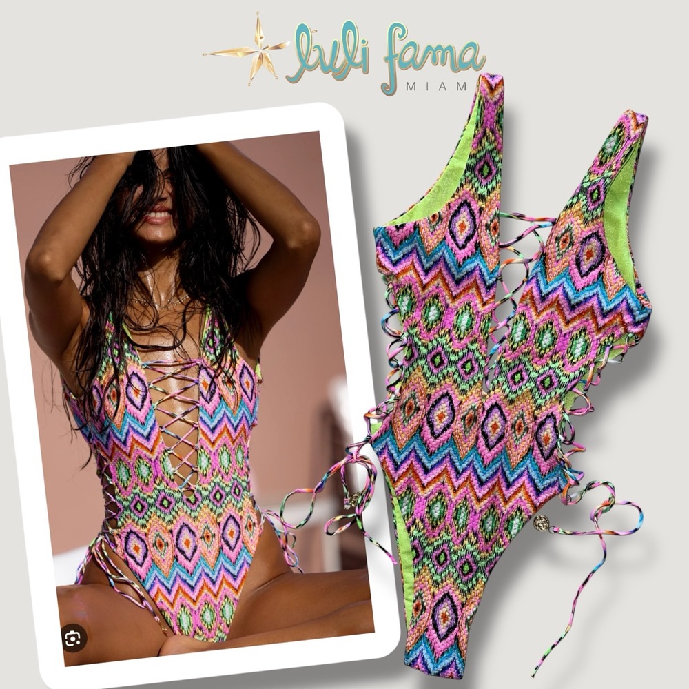 Luli Fama Miami Sorbet Interlaced One piece swimsuit